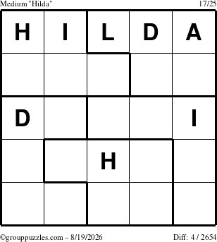 The grouppuzzles.com Medium Hilda puzzle for Wednesday August 19, 2026