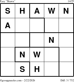 The grouppuzzles.com Easy Shawn puzzle for Sunday February 22, 2026