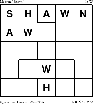 The grouppuzzles.com Medium Shawn puzzle for Sunday February 22, 2026