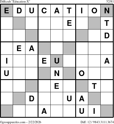 The grouppuzzles.com Difficult Education-X puzzle for Sunday February 22, 2026