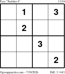 The grouppuzzles.com Easy Sudoku-4 puzzle for Thursday July 30, 2026