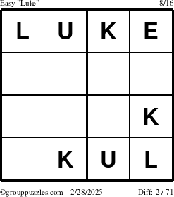 The grouppuzzles.com Easy Luke puzzle for Friday February 28, 2025