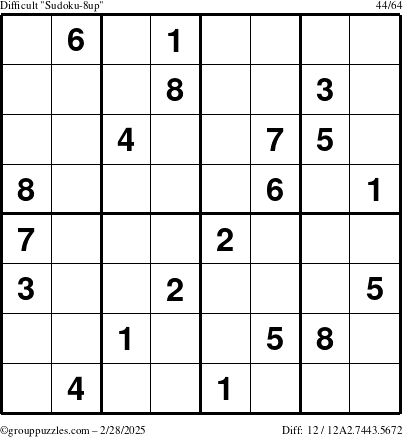 The grouppuzzles.com Difficult Sudoku-8up puzzle for Friday February 28, 2025