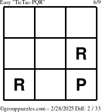 The grouppuzzles.com Easy TicTac-PQR puzzle for Friday February 28, 2025