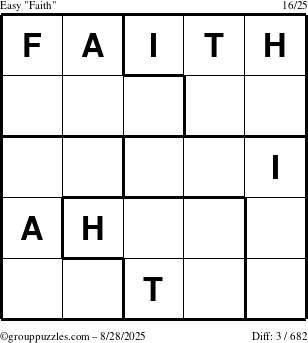 The grouppuzzles.com Easy Faith puzzle for Thursday August 28, 2025