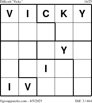 The grouppuzzles.com Difficult Vicky puzzle for Tuesday August 5, 2025