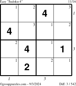 The grouppuzzles.com Easy Sudoku-4 puzzle for Tuesday September 3, 2024 with all 3 steps marked