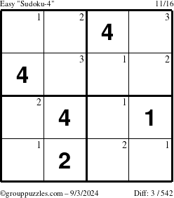 The grouppuzzles.com Easy Sudoku-4 puzzle for Tuesday September 3, 2024 with the first 3 steps marked