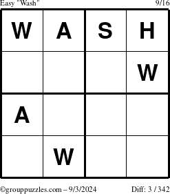 The grouppuzzles.com Easy Wash puzzle for Tuesday September 3, 2024