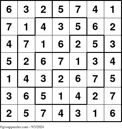 The grouppuzzles.com Answer grid for the Sudoku-7 puzzle for Tuesday September 3, 2024