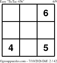 The grouppuzzles.com Easy TicTac-456 puzzle for Friday July 10, 2026