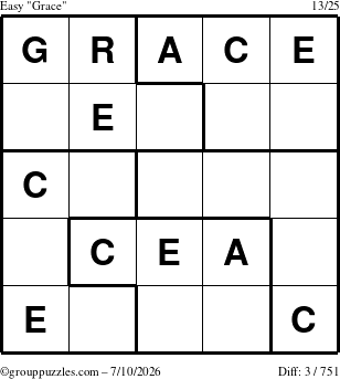 The grouppuzzles.com Easy Grace puzzle for Friday July 10, 2026