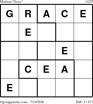 The grouppuzzles.com Medium Grace puzzle for Friday July 10, 2026