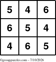 The grouppuzzles.com Answer grid for the TicTac-456 puzzle for Friday July 10, 2026