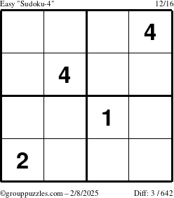 The grouppuzzles.com Easy Sudoku-4 puzzle for Saturday February 8, 2025