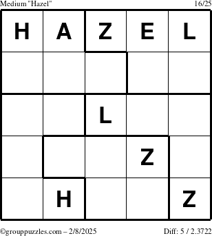 The grouppuzzles.com Medium Hazel puzzle for Saturday February 8, 2025