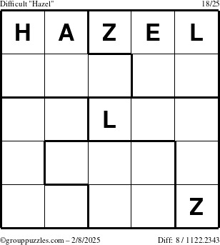 The grouppuzzles.com Difficult Hazel puzzle for Saturday February 8, 2025