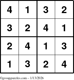 The grouppuzzles.com Answer grid for the Sudoku-4 puzzle for Tuesday January 13, 2026
