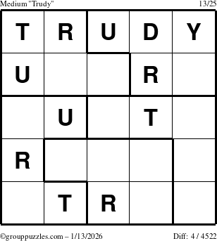 The grouppuzzles.com Medium Trudy puzzle for Tuesday January 13, 2026