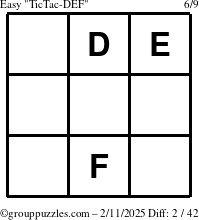 The grouppuzzles.com Easy TicTac-DEF puzzle for Tuesday February 11, 2025