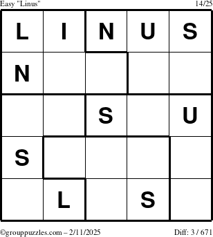 The grouppuzzles.com Easy Linus puzzle for Tuesday February 11, 2025