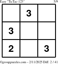 The grouppuzzles.com Easy TicTac-123 puzzle for Tuesday February 11, 2025