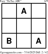 The grouppuzzles.com Easy TicTac-ABC puzzle for Wednesday July 16, 2025