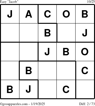 The grouppuzzles.com Easy Jacob puzzle for Sunday January 19, 2025