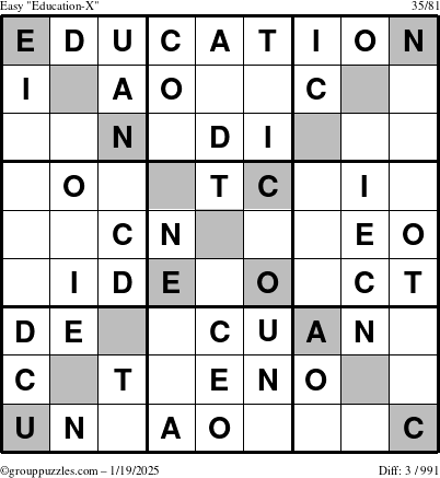 The grouppuzzles.com Easy Education-X puzzle for Sunday January 19, 2025