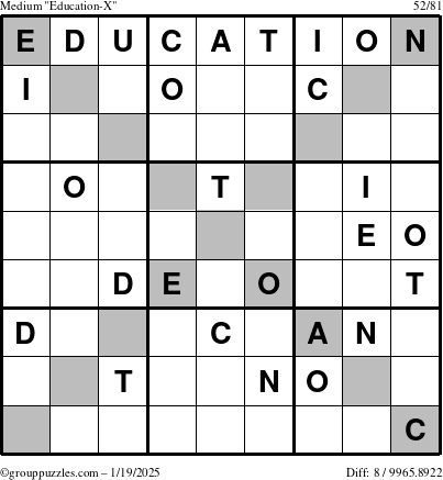 The grouppuzzles.com Medium Education-X puzzle for Sunday January 19, 2025