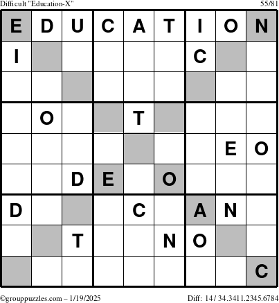 The grouppuzzles.com Difficult Education-X puzzle for Sunday January 19, 2025