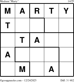 The grouppuzzles.com Medium Marty puzzle for Wednesday December 24, 2025