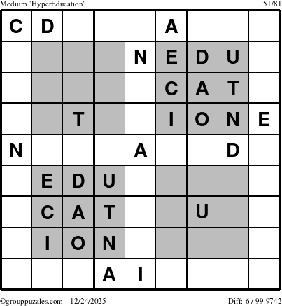 The grouppuzzles.com Medium HyperEducation-i23 puzzle for Wednesday December 24, 2025