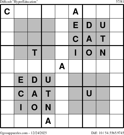 The grouppuzzles.com Difficult HyperEducation-i23 puzzle for Wednesday December 24, 2025