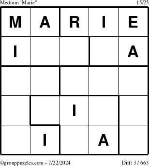 The grouppuzzles.com Medium Marie puzzle for Monday July 22, 2024