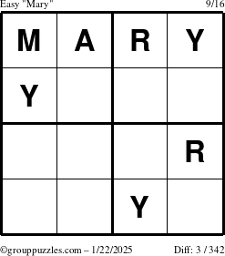 The grouppuzzles.com Easy Mary puzzle for Wednesday January 22, 2025