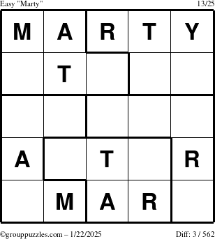 The grouppuzzles.com Easy Marty puzzle for Wednesday January 22, 2025