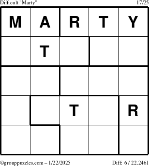 The grouppuzzles.com Difficult Marty puzzle for Wednesday January 22, 2025