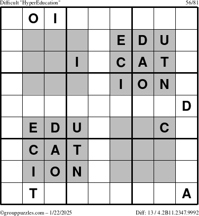 The grouppuzzles.com Difficult HyperEducation-i23 puzzle for Wednesday January 22, 2025