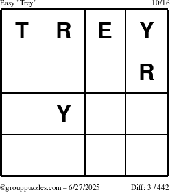 The grouppuzzles.com Easy Trey puzzle for Friday June 27, 2025