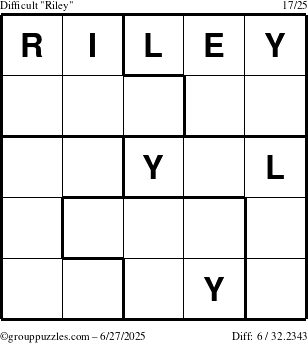 The grouppuzzles.com Difficult Riley puzzle for Friday June 27, 2025