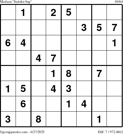 The grouppuzzles.com Medium Sudoku-8up puzzle for Friday June 27, 2025