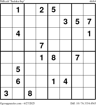 The grouppuzzles.com Difficult Sudoku-8up puzzle for Friday June 27, 2025