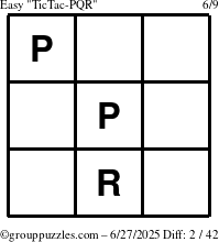 The grouppuzzles.com Easy TicTac-PQR puzzle for Friday June 27, 2025