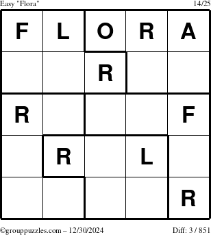 The grouppuzzles.com Easy Flora puzzle for Monday December 30, 2024