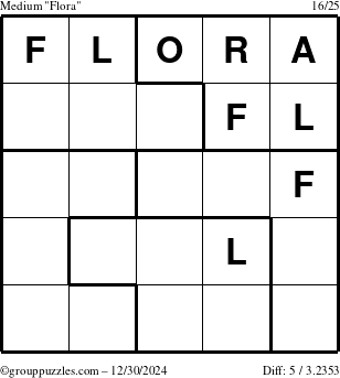 The grouppuzzles.com Medium Flora puzzle for Monday December 30, 2024