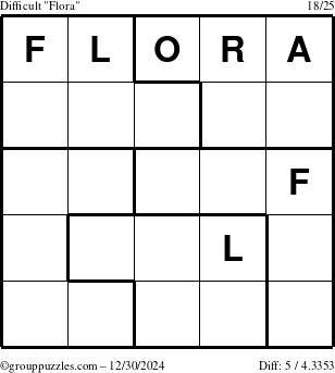 The grouppuzzles.com Difficult Flora puzzle for Monday December 30, 2024