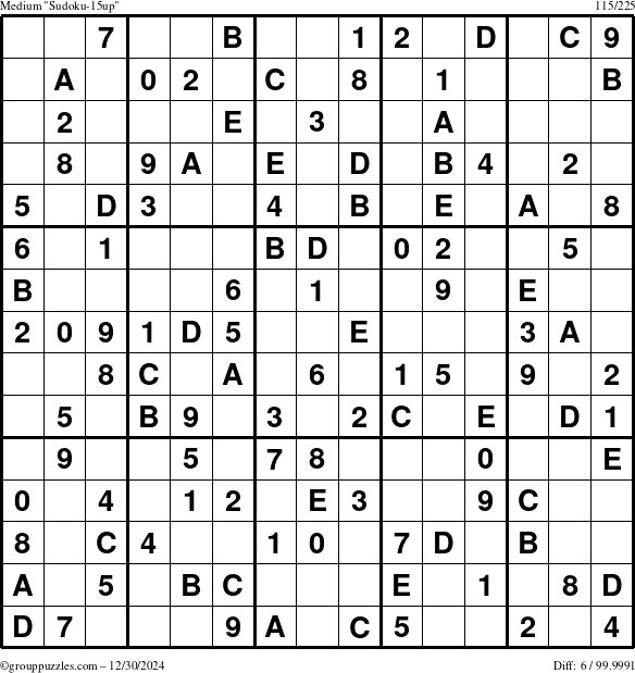 The grouppuzzles.com Medium Sudoku-15up puzzle for Monday December 30, 2024