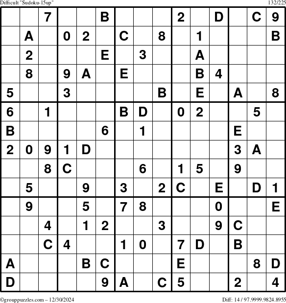 The grouppuzzles.com Difficult Sudoku-15up puzzle for Monday December 30, 2024