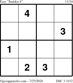 The grouppuzzles.com Easy Sudoku-4 puzzle for Thursday July 25, 2024